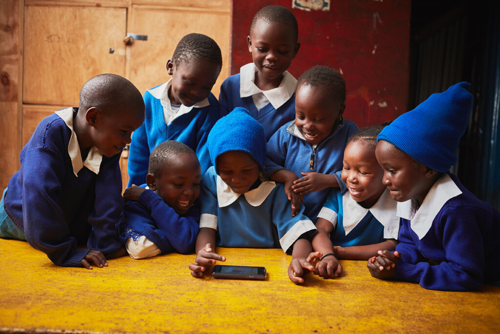 Children using an app in a school - credit EIDU