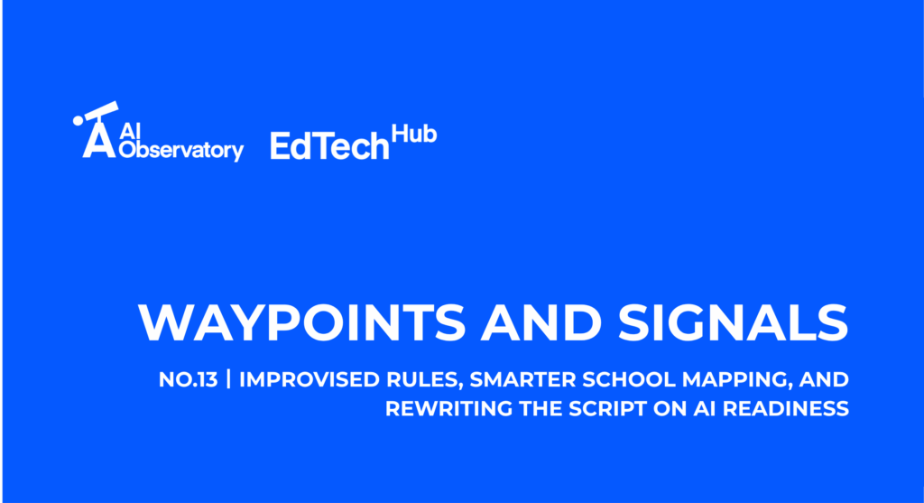 Hero for waypoints Wednesday, showing a blue background with the text: Waypoints and Signals  Issue 12.