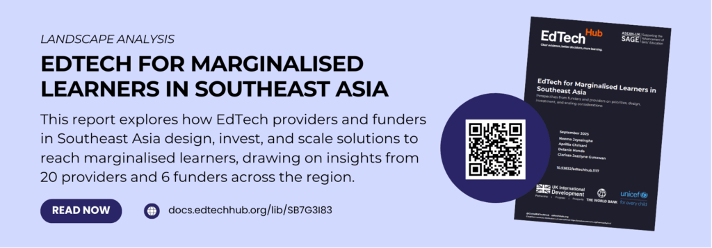 Banner promoting EdTech for Marginalised Learners in Southeast Asia
